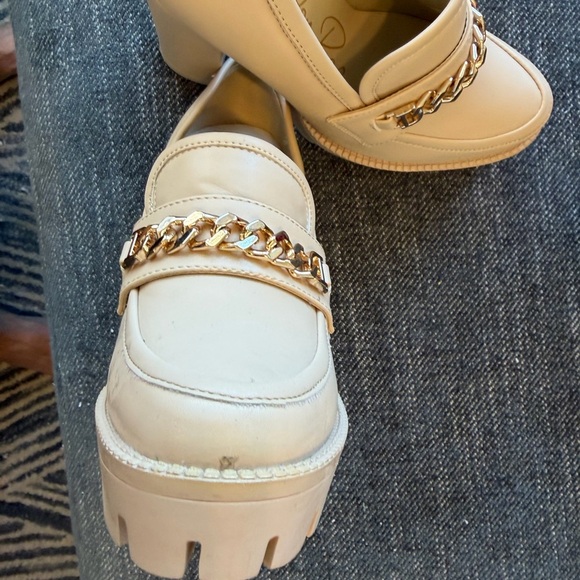 NWOT London Rag Women Y2K Lt Beige Chunky  Platform Heel Chain Loafer PUMP Sz 5 - Picture 8 of 12
